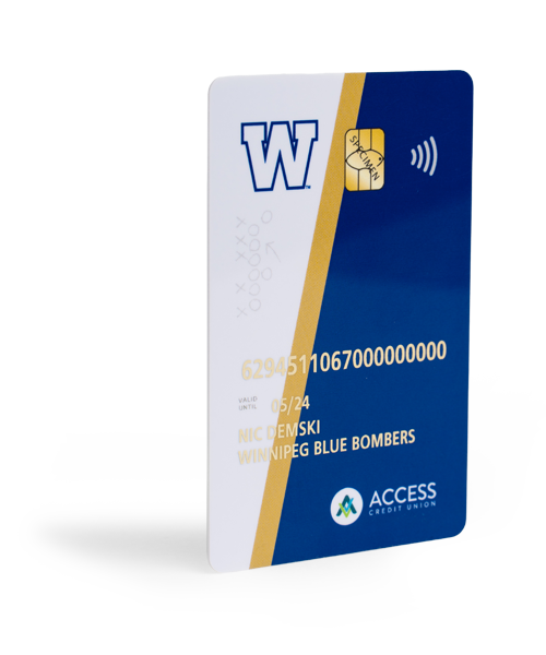 Blue & gold blue bomber debit card